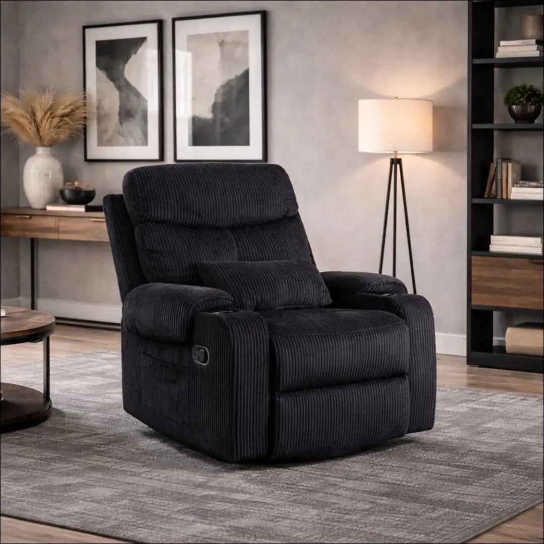 Išskleidžiamas fotelis su korduro audiniu juodos spalvos TE473 - €371 Save 15% __label:Pristatymas 5-14 d.d., elite,