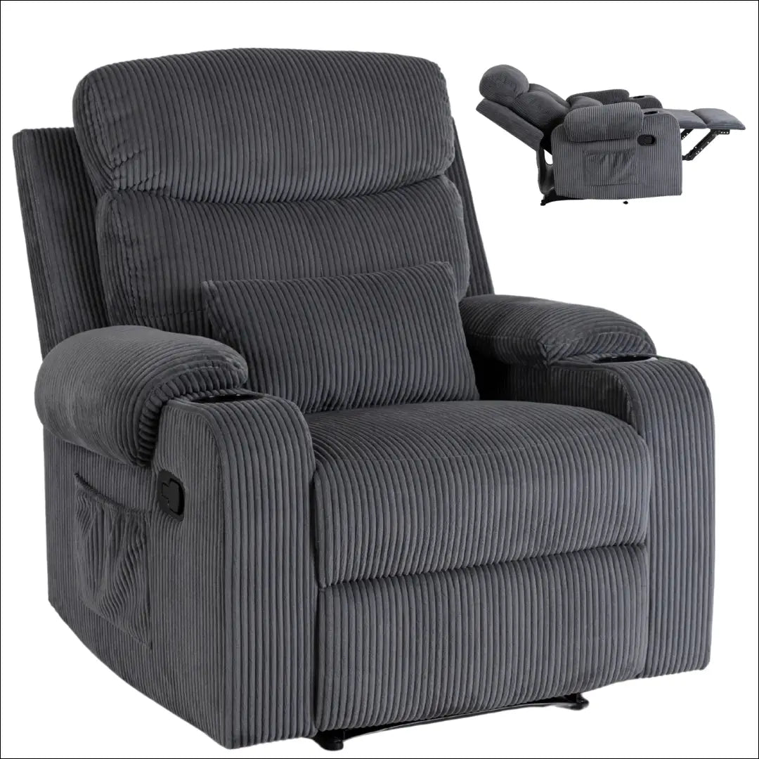 Išskleidžiamas fotelis su korduro audiniu pilkos spalvos TE455 - €371 Save 15% __label:Pristatymas 5-14 d.d., elite,