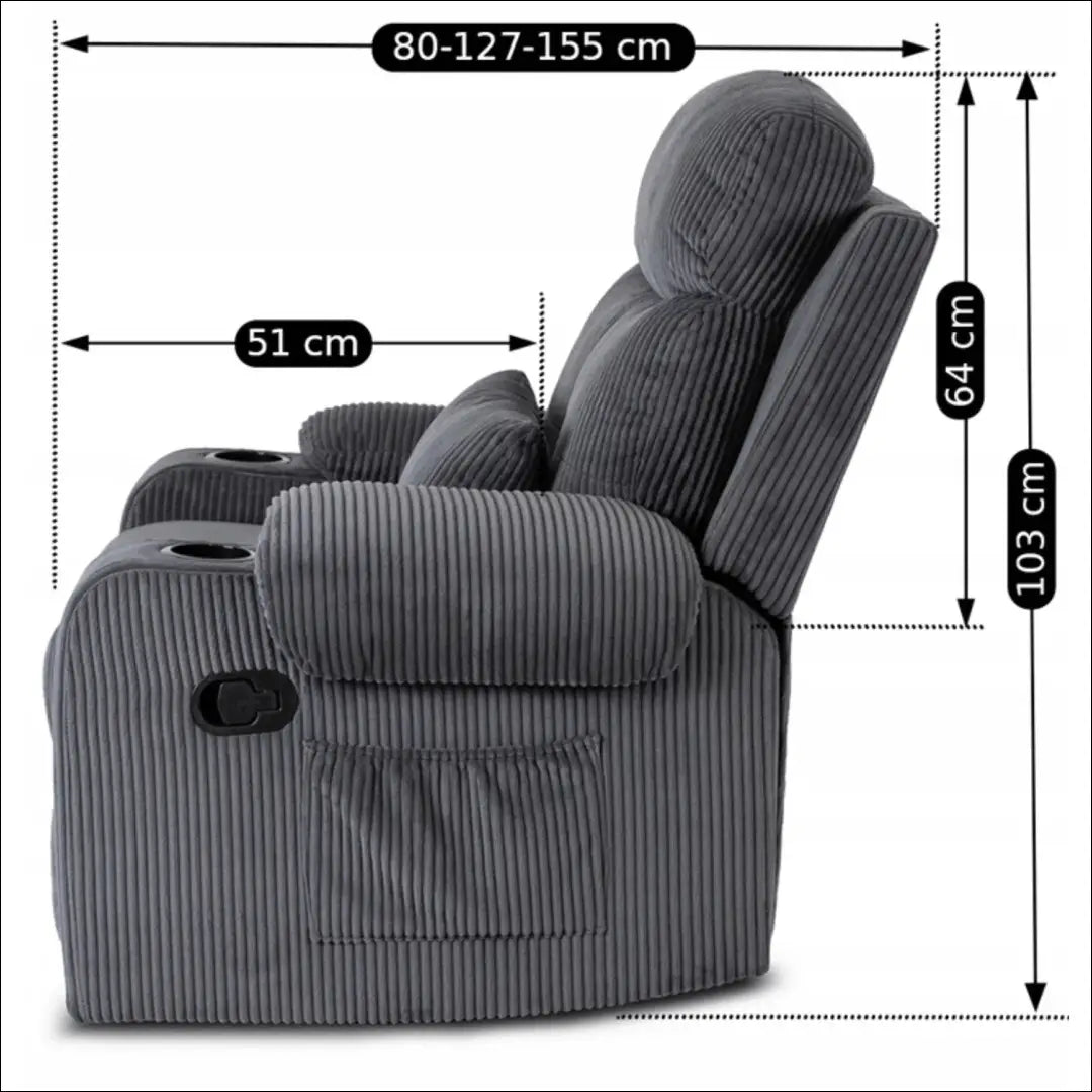 Išskleidžiamas fotelis su korduro audiniu pilkos spalvos TE455 - €371 Save 15% __label:Pristatymas 5-14 d.d., elite,