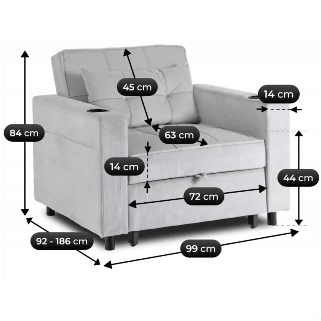 Išskleidžiamas fotelis su korduro audiniu pilkos spalvos TE891 - €327 Save 15% __label:Pristatymas 5-14 d.d., elite,