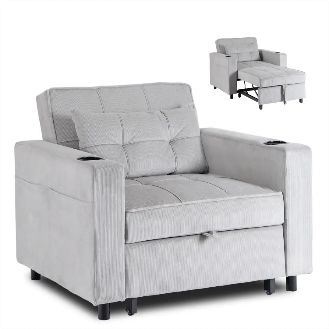Išskleidžiamas fotelis su korduro audiniu pilkos spalvos TE891 - €327 Save 15% __label:Pristatymas 5-14 d.d., elite,