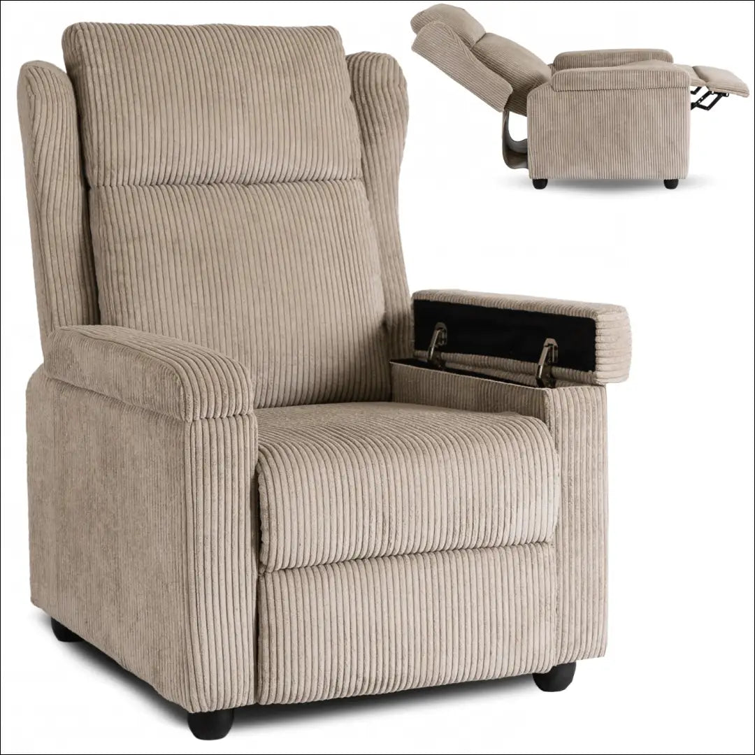 Išskleidžiamas fotelis su korduro audiniu smėlio spalvos TE559 - €223 Save 15% __label:Pristatymas 5-14 d.d., elite,
