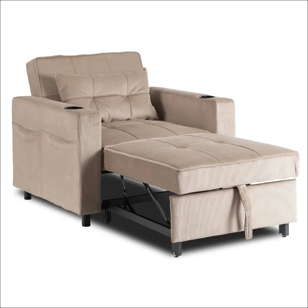 Išskleidžiamas fotelis su korduro audiniu smėlio spalvos TE887 - €327 Save 15% __label:Pristatymas 5-14 d.d., elite,
