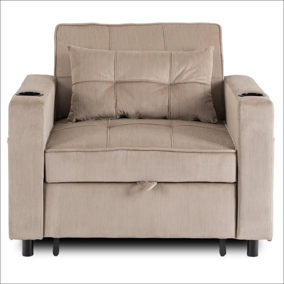 Išskleidžiamas fotelis su korduro audiniu smėlio spalvos TE887 - €327 Save 15% __label:Pristatymas 5-14 d.d., elite,
