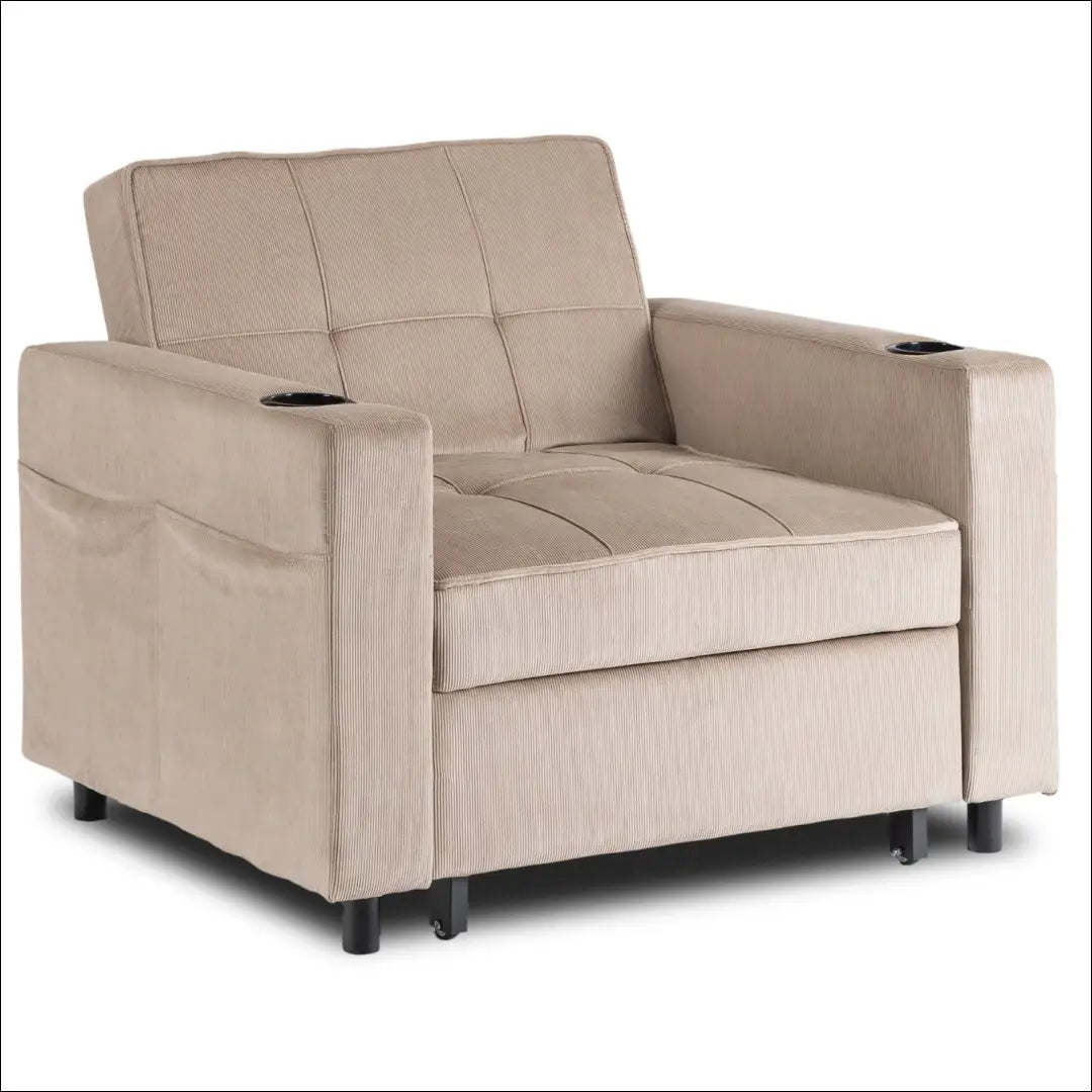 Išskleidžiamas fotelis su korduro audiniu smėlio spalvos TE887 - €327 Save 15% __label:Pristatymas 5-14 d.d., elite,
