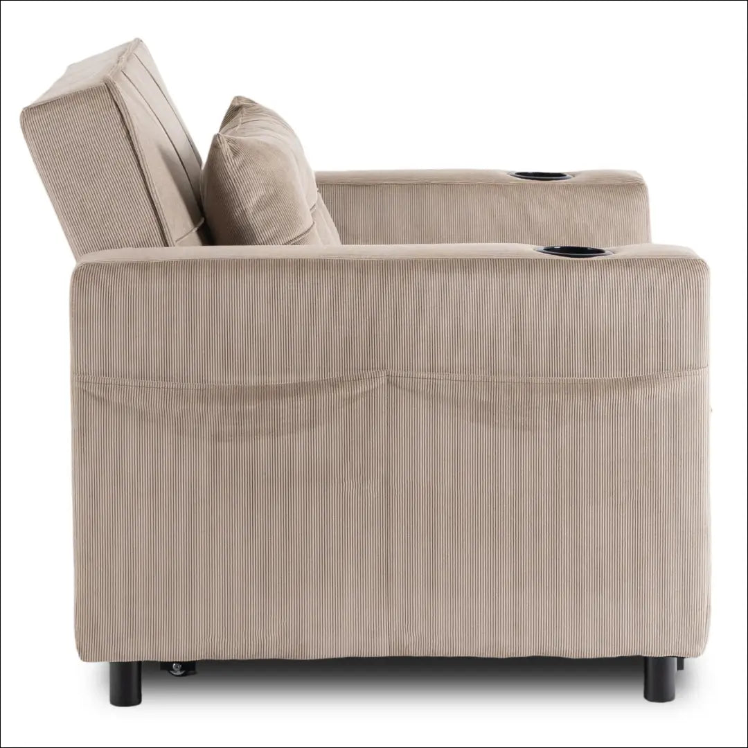 Išskleidžiamas fotelis su korduro audiniu smėlio spalvos TE887 - €327 Save 15% __label:Pristatymas 5-14 d.d., elite,