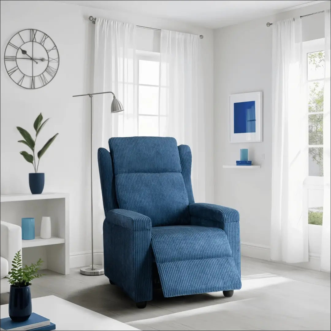 Išskleidžiamas fotelis su korduro audiniu tamsiai mėlynos spalvos TE558 - €223 Save 15% __label:Pristatymas 5-14 d.d.,