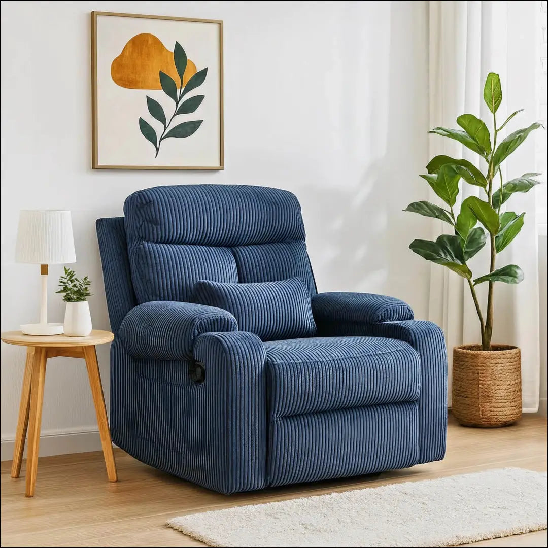 Išskleidžiamas fotelis su korduro audiniu tamsiai mėlynos spalvos TE472 - €371 Save 15% __label:Pristatymas 5-14 d.d.,