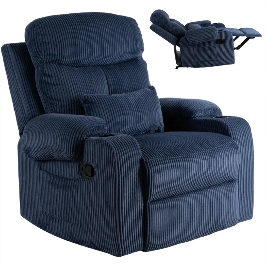 Išskleidžiamas fotelis su korduro audiniu tamsiai mėlynos spalvos TE472 - €371 Save 15% __label:Pristatymas 5-14 d.d.,