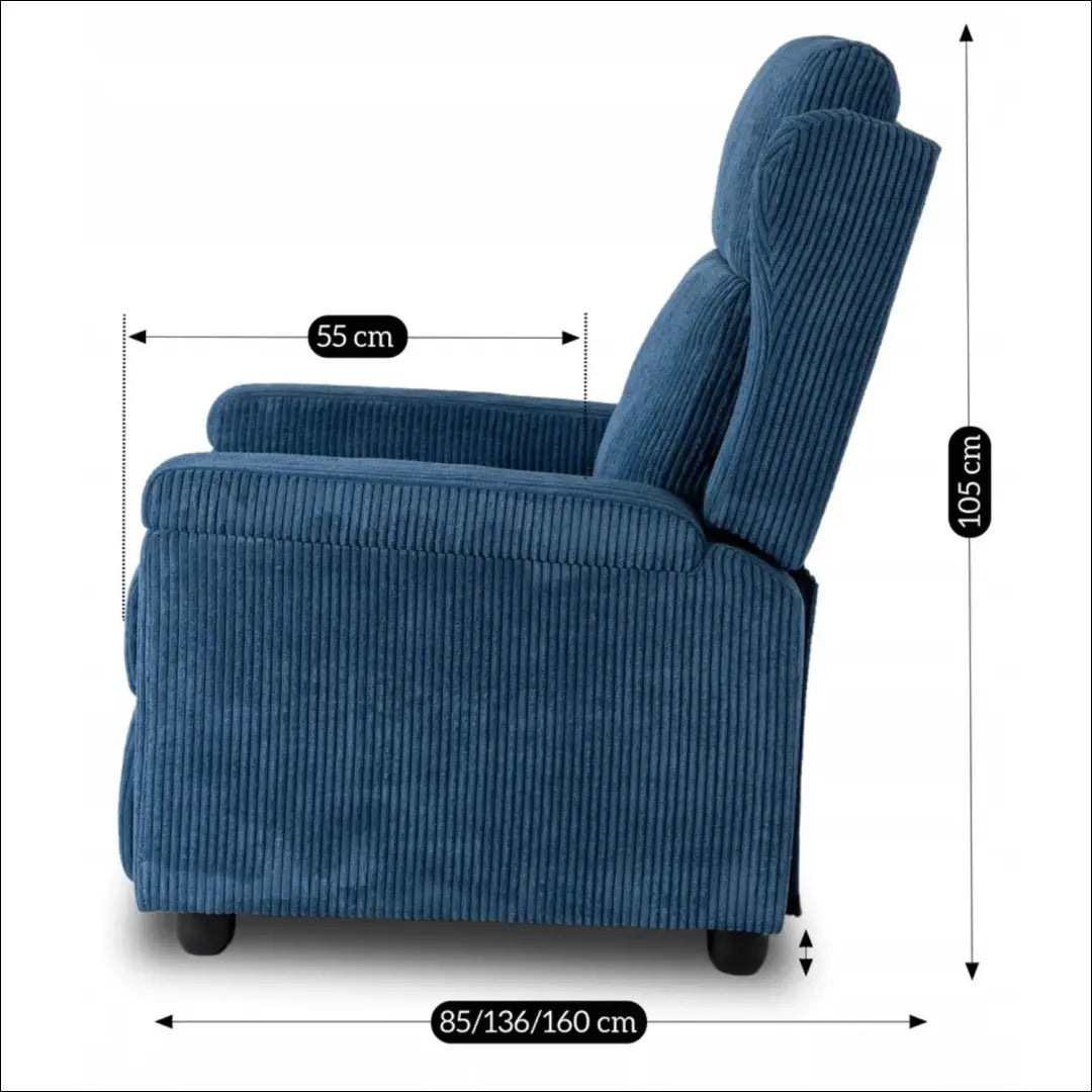 Išskleidžiamas fotelis su korduro audiniu tamsiai mėlynos spalvos TE558 - €223 Save 15% __label:Pristatymas 5-14 d.d.,