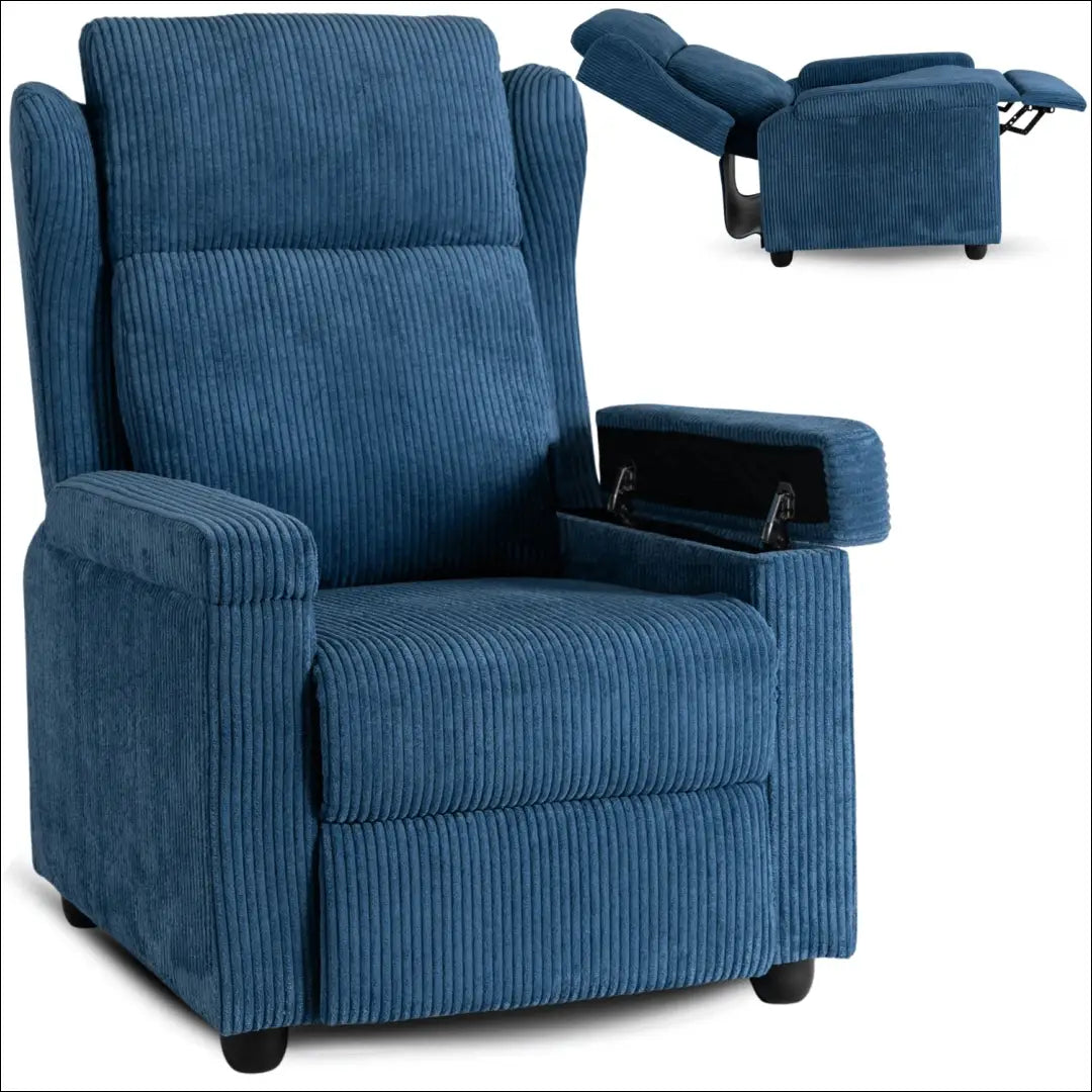 Išskleidžiamas fotelis su korduro audiniu tamsiai mėlynos spalvos TE558 - €223 Save 15% __label:Pristatymas 5-14 d.d.,