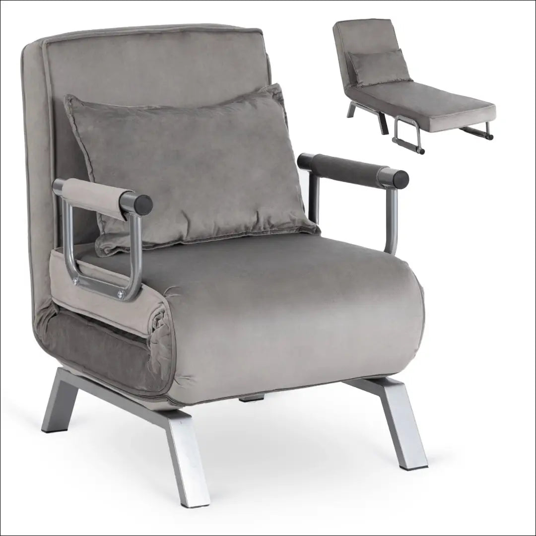 Išskleidžiamas fotelis su veliūro audiniu pilkos spalvos TE815 - €182 Save 15% 100-200, __label:Pristatymas 5-14 d.d.,