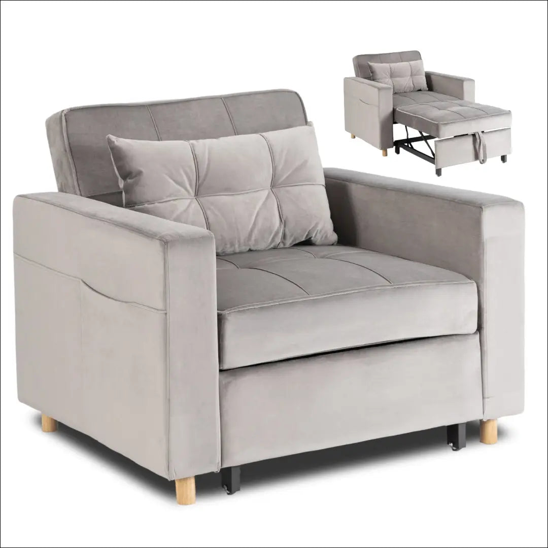 Išskleidžiamas fotelis su veliūro audiniu pilkos spalvos TE973 - €316 Save 15% __label:Pristatymas 5-14 d.d., elite,