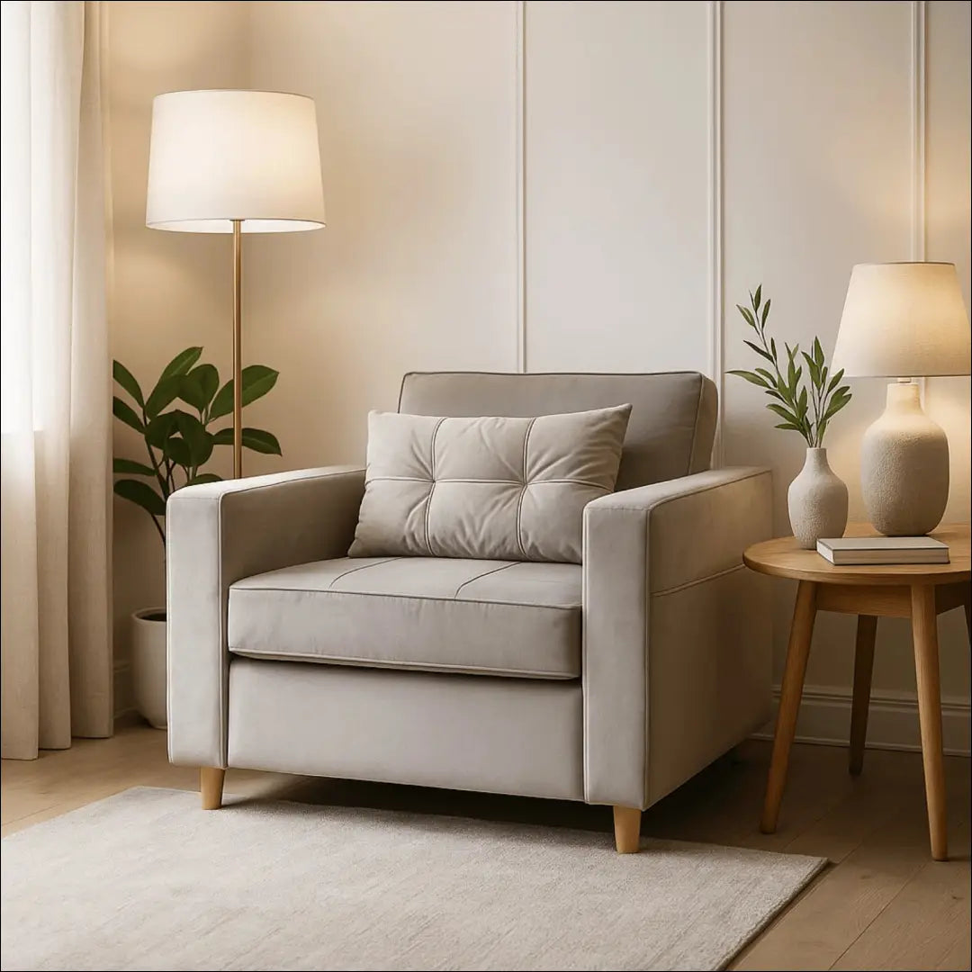 Išskleidžiamas fotelis su veliūro audiniu pilkos spalvos TE973 - €316 Save 15% __label:Pristatymas 5-14 d.d., elite,