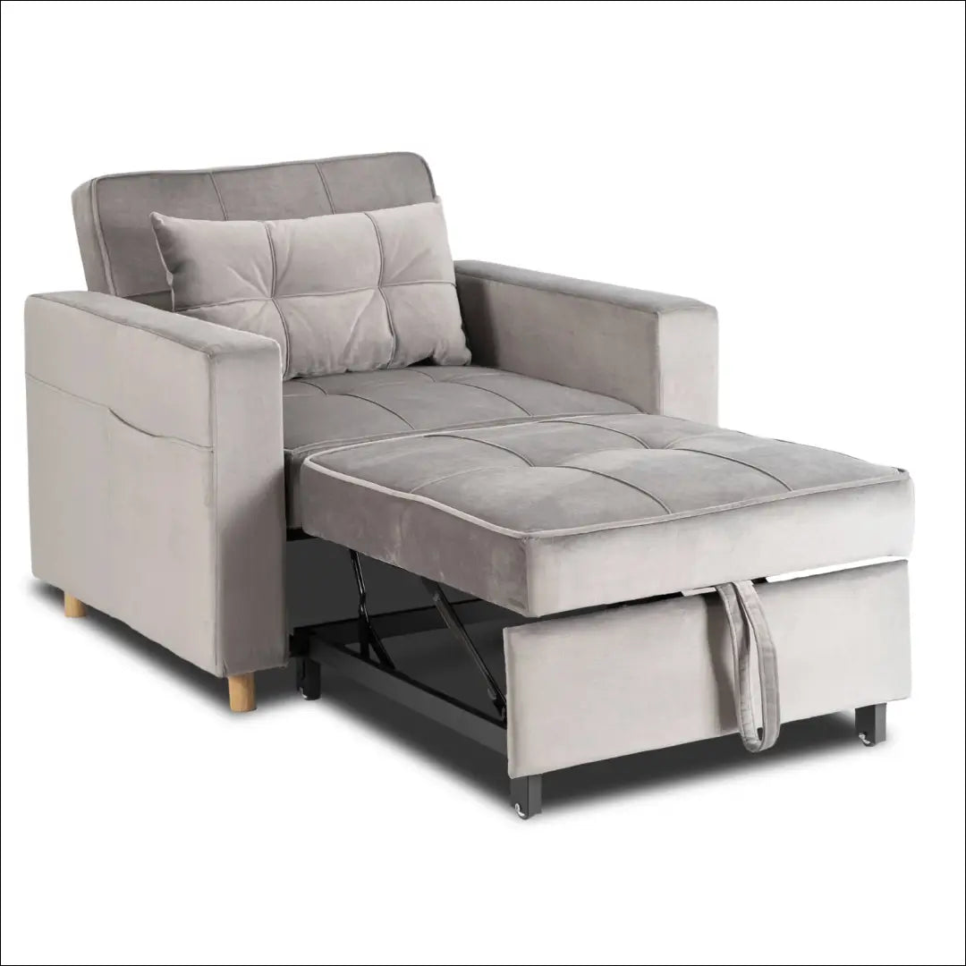Išskleidžiamas fotelis su veliūro audiniu pilkos spalvos TE973 - €316 Save 15% __label:Pristatymas 5-14 d.d., elite,