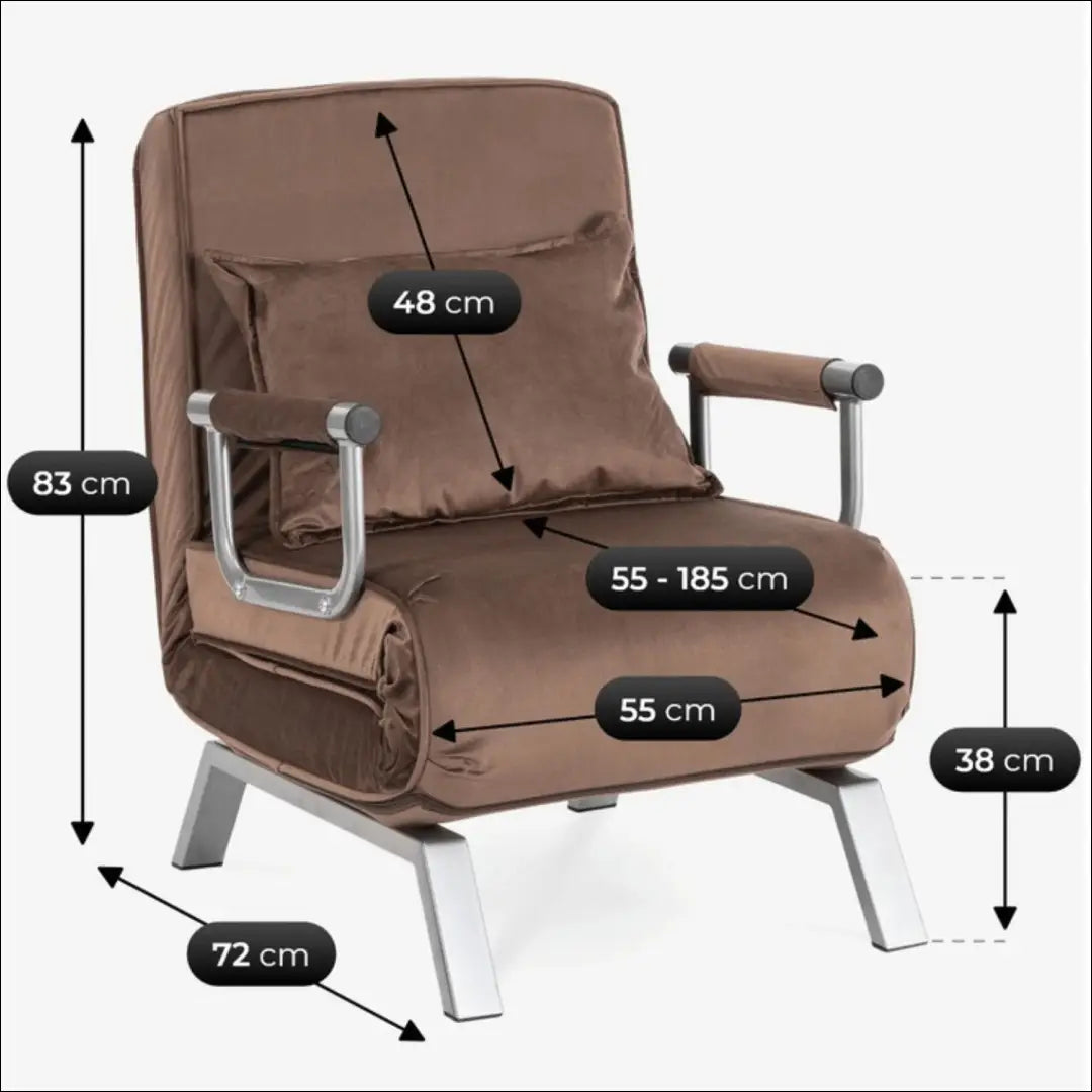 Išskleidžiamas fotelis su veliūro audiniu rudos spalvos TE812 - €176 Save 15% 100-200, __label:Pristatymas 5-14 d.d.,
