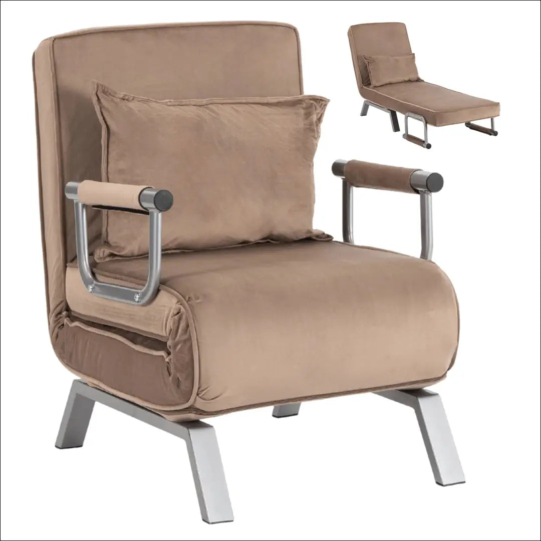 Išskleidžiamas fotelis su veliūro audiniu smėlio spalvos TE813 - €182 Save 15% 100-200, __label:Pristatymas 5-14 d.d.,