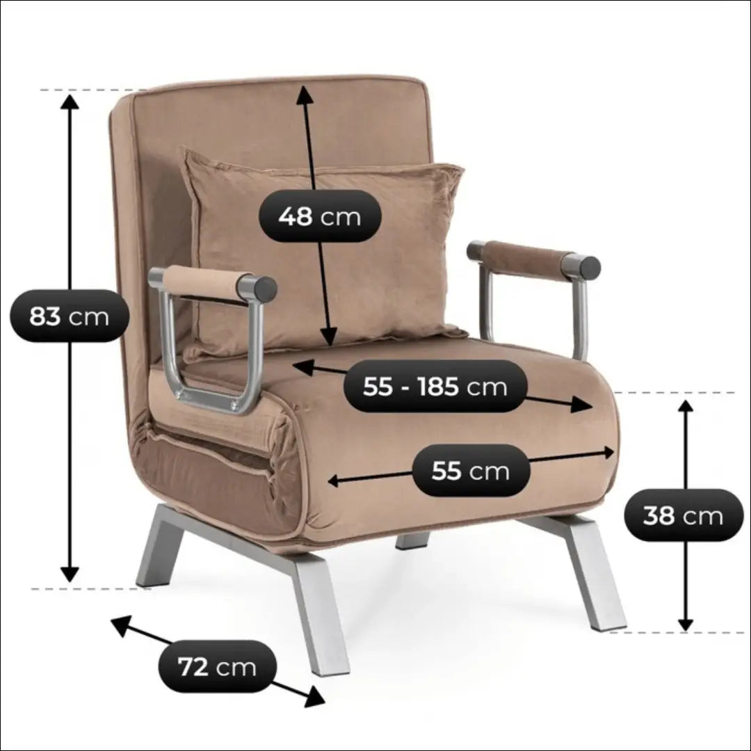 Išskleidžiamas fotelis su veliūro audiniu smėlio spalvos TE813 - €182 Save 15% 100-200, __label:Pristatymas 5-14 d.d.,