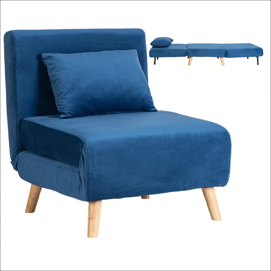 Išskleidžiamas fotelis su veliūro audiniu tamsiai mėlynos spalvos TE401 - €251 Save 15% __label:Pristatymas 5-14 d.d.,