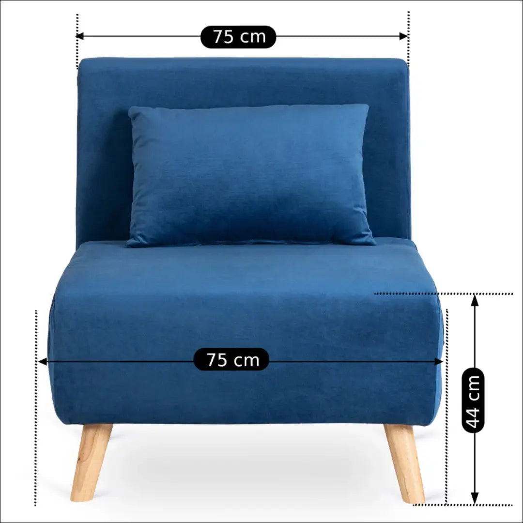 Išskleidžiamas fotelis su veliūro audiniu tamsiai mėlynos spalvos TE401 - €251 Save 15% __label:Pristatymas 5-14 d.d.,