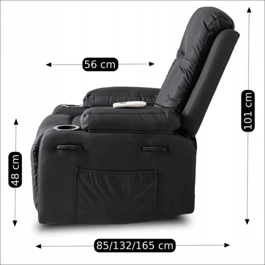 Išskleidžiamas masažinis fotelis iš eko odos juodos spalvos TE001 - €334 Save 15% __label:Pristatymas 5-14 d.d., elite,
