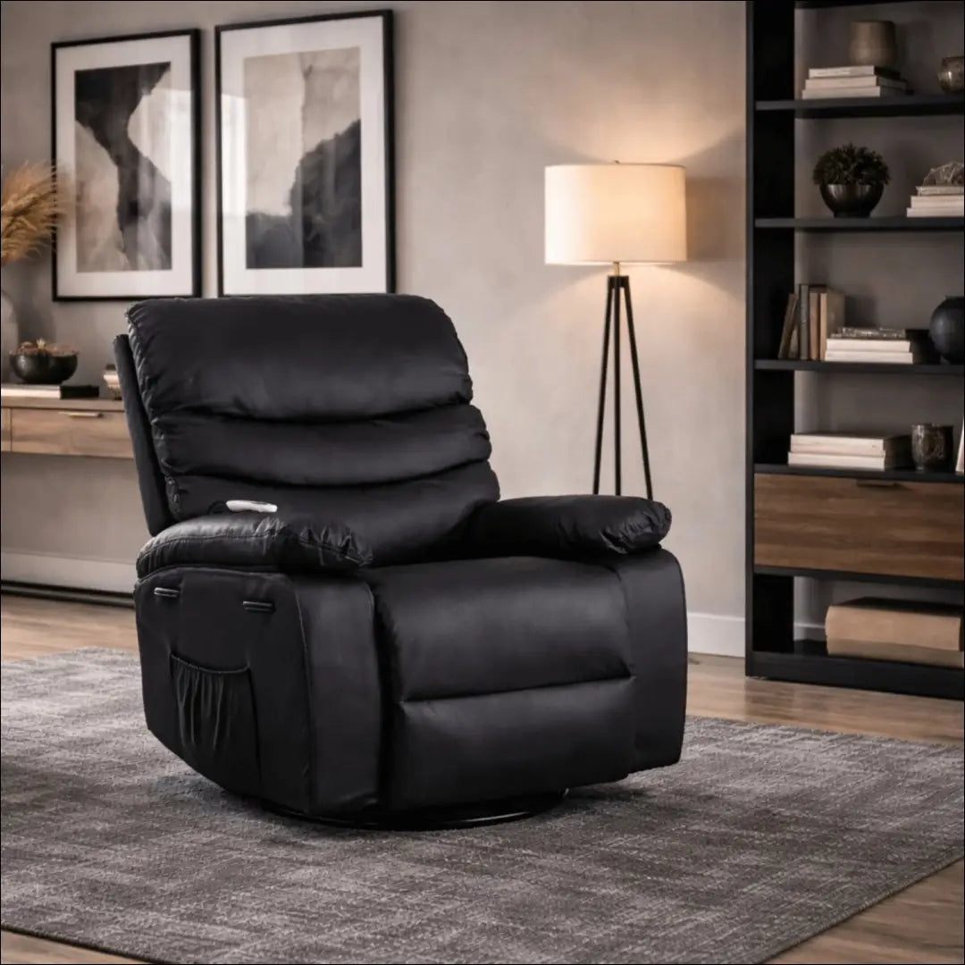 Išskleidžiamas masažinis fotelis iš eko odos juodos spalvos TE627 - €261 Save 15% __label:Pristatymas 5-14 d.d., elite,