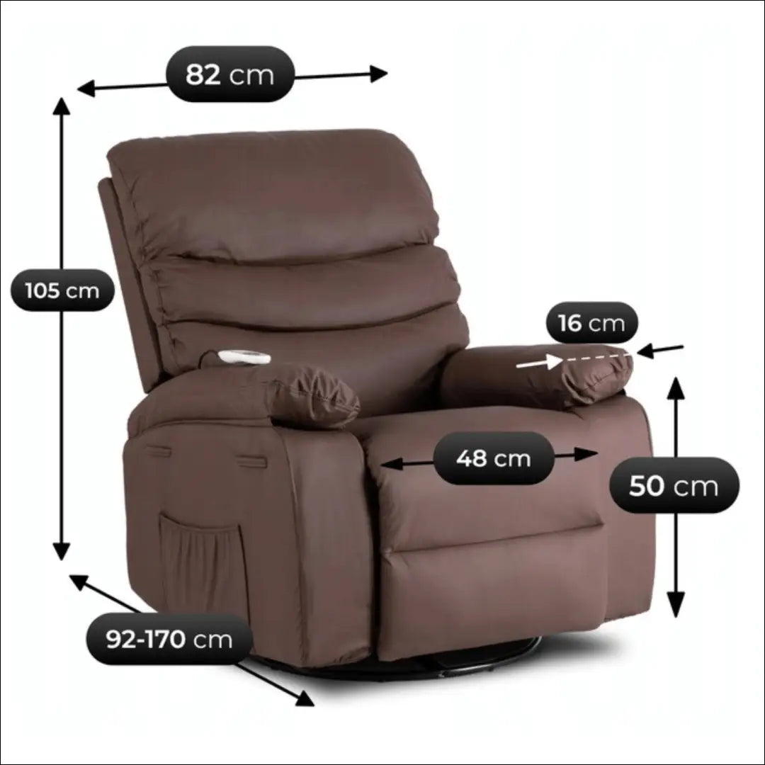 Išskleidžiamas masažinis fotelis iš eko odos rudos spalvos TE626 - €366 Save 15% __label:Pristatymas 5-14 d.d., elite,