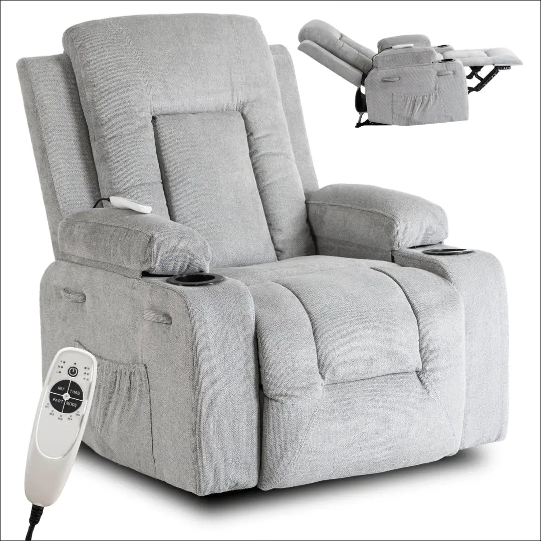 Išskleidžiamas masažinis fotelis su audiniu pilkos spalvos TE018 - €334 Save 15% __label:Pristatymas 5-14 d.d., elite,