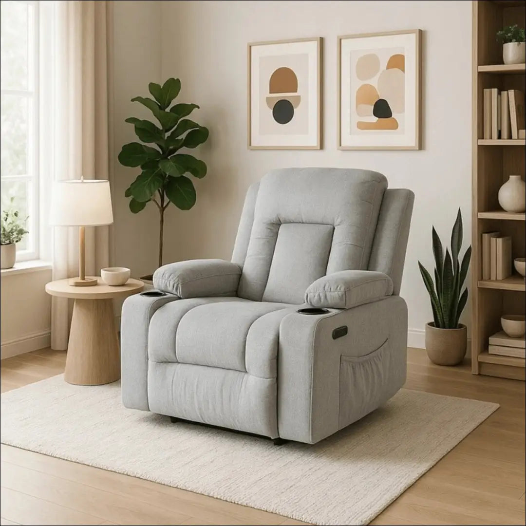 Išskleidžiamas masažinis fotelis su audiniu pilkos spalvos TE018 - €334 Save 15% __label:Pristatymas 5-14 d.d., elite,