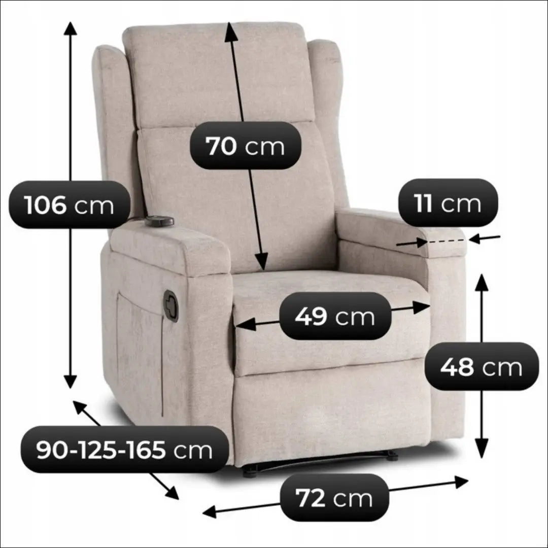 Išskleidžiamas masažinis fotelis su audiniu smėlio spalvos TE818 - €319 Save 15% __label:Pristatymas 5-14 d.d., elite,