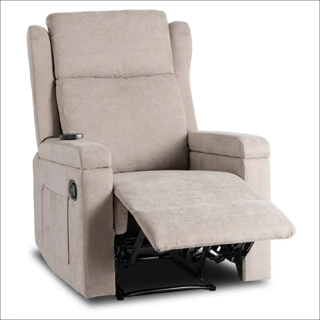 Išskleidžiamas masažinis fotelis su audiniu smėlio spalvos TE818 - €319 Save 15% __label:Pristatymas 5-14 d.d., elite,