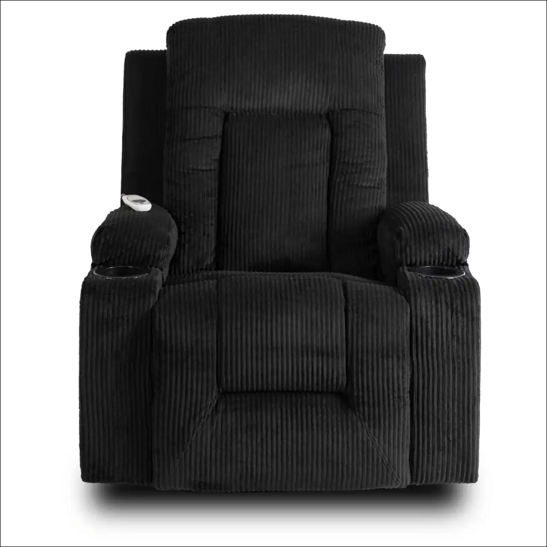 Išskleidžiamas masažinis fotelis su korduro audiniu juodos spalvos TE678 - €323 Save 15% __label:Pristatymas 5-14 d.d.,