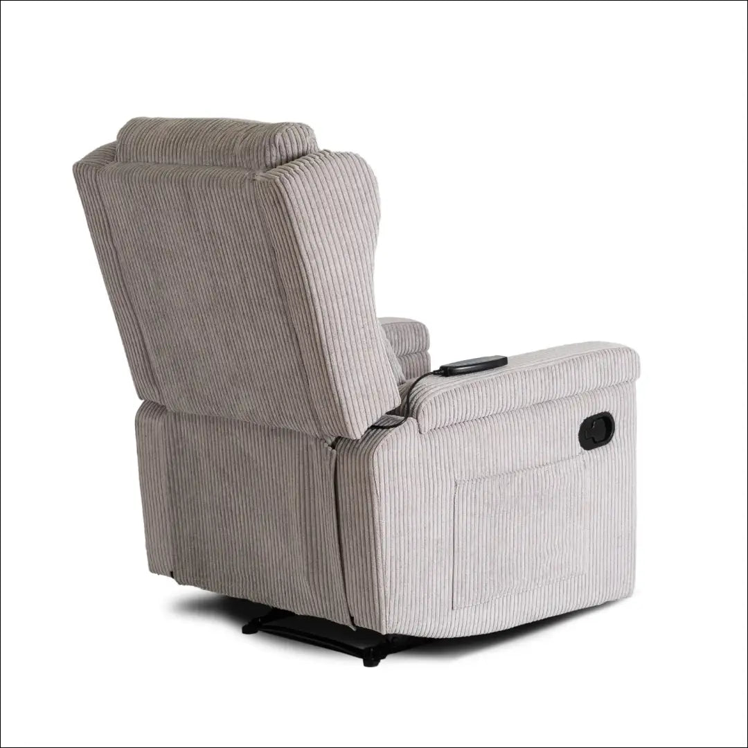 Išskleidžiamas masažinis fotelis su korduro audiniu pilkos spalvos / smėlio TE821 - €319 Save 15% __label:Pristatymas