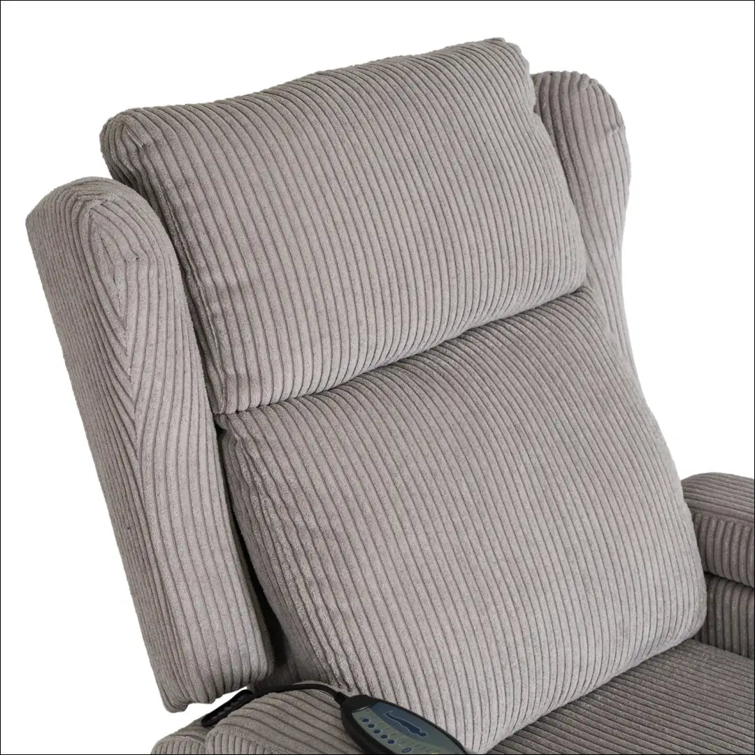 Išskleidžiamas masažinis fotelis su korduro audiniu pilkos spalvos / smėlio TE821 - €319 Save 15% __label:Pristatymas