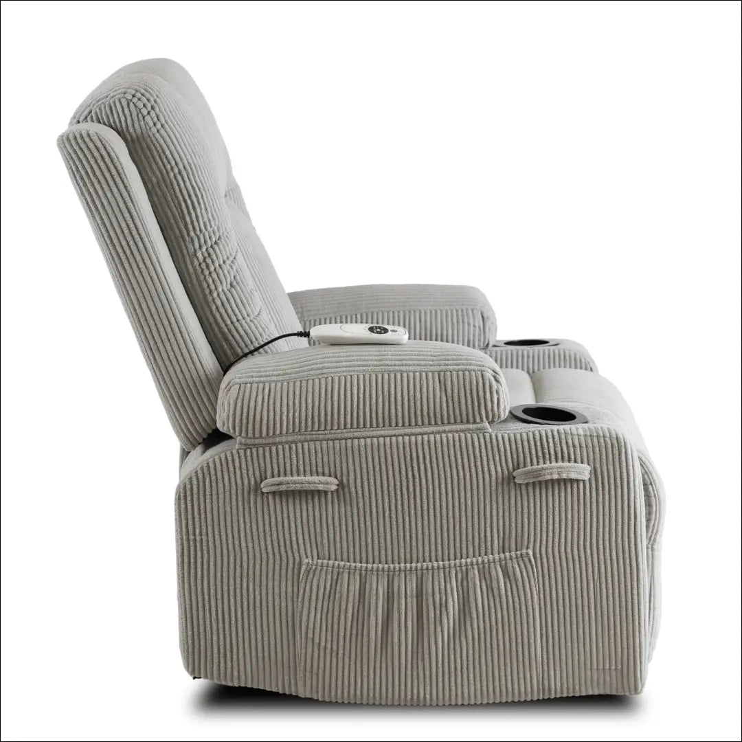 Išskleidžiamas masažinis fotelis su korduro audiniu pilkos spalvos TE498 - €323 Save 15% __label:Pristatymas 5-14 d.d.,