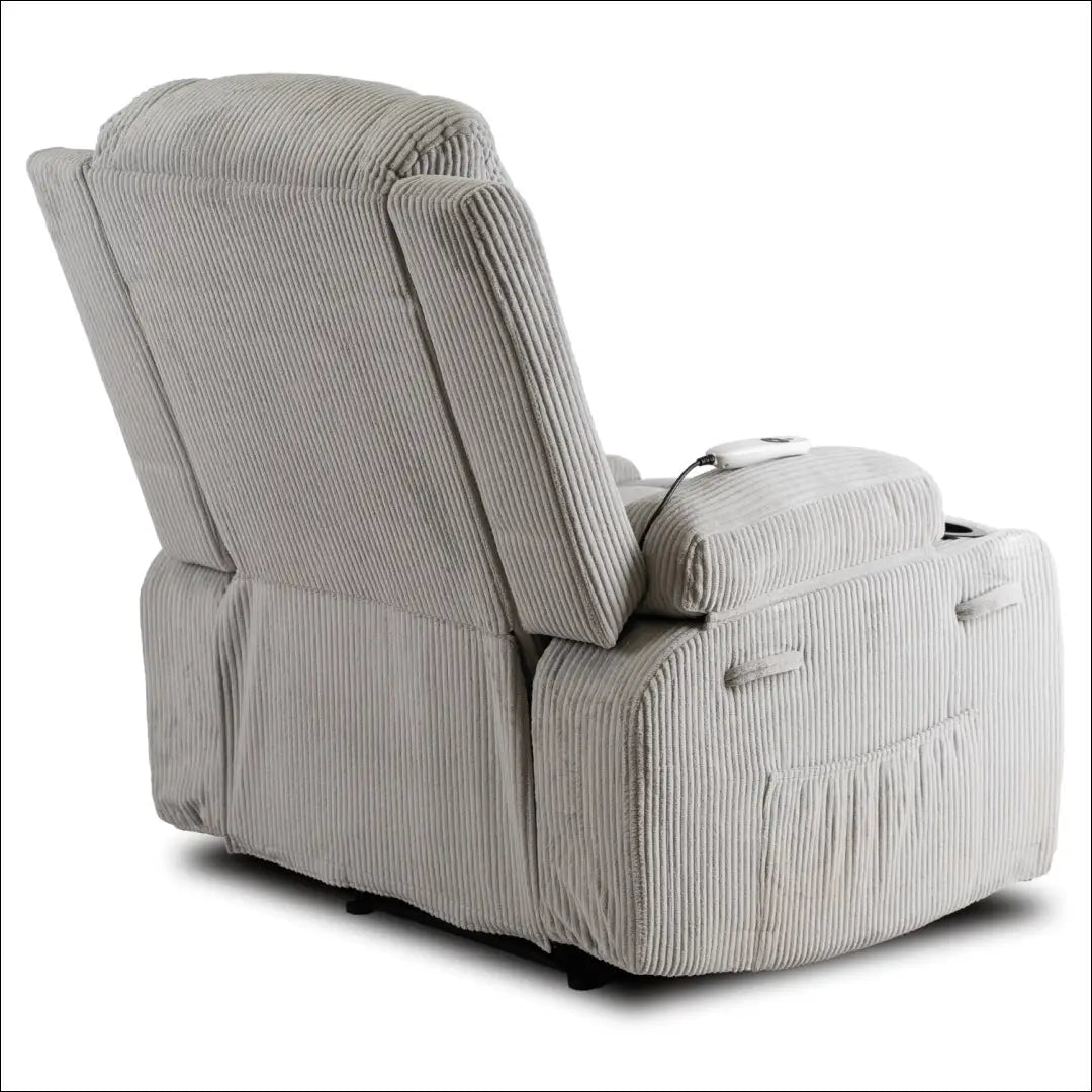 Išskleidžiamas masažinis fotelis su korduro audiniu pilkos spalvos TE498 - €323 Save 15% __label:Pristatymas 5-14 d.d.,