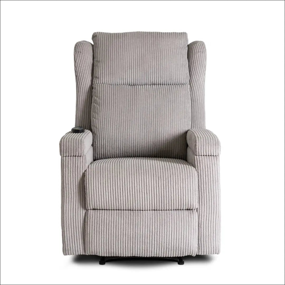 Išskleidžiamas masažinis fotelis su korduro audiniu pilkos spalvos / smėlio TE821 - €319 Save 15% __label:Pristatymas
