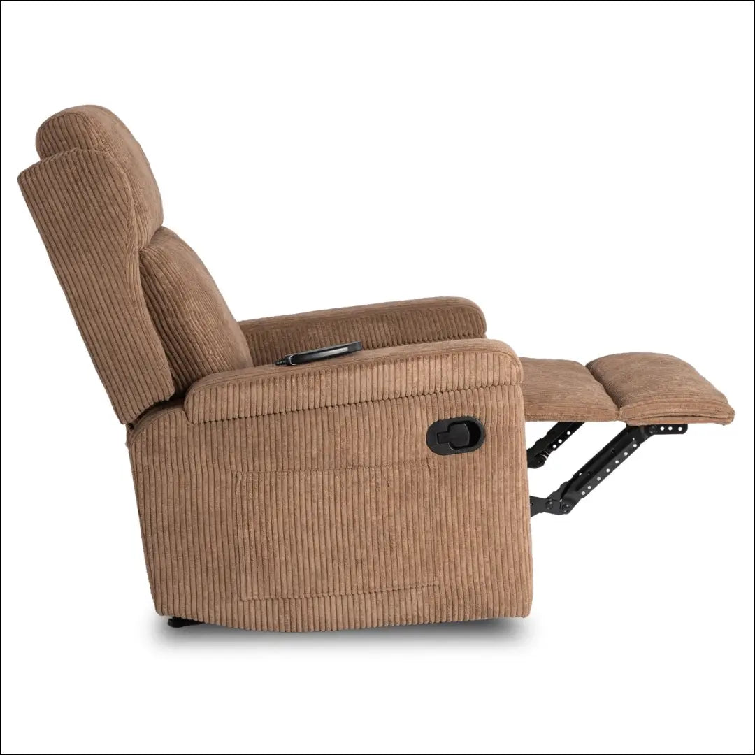 Išskleidžiamas masažinis fotelis su korduro audiniu rudos spalvos TE817 - €319 Save 15% __label:Pristatymas 5-14 d.d.,