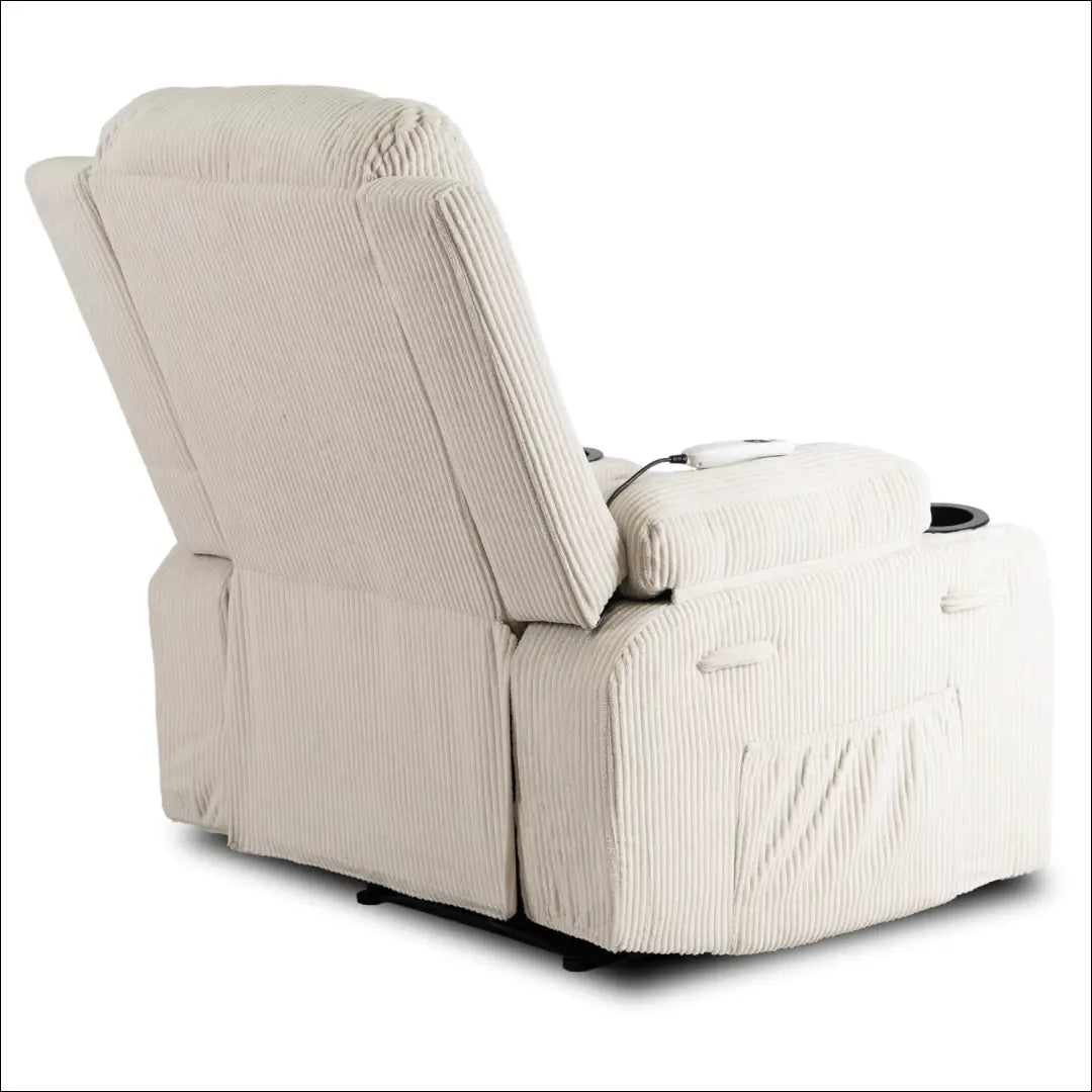 Išskleidžiamas masažinis fotelis su korduro audiniu smėlio spalvos TE501 - €323 Save 15% __label:Pristatymas 5-14 d.d.,