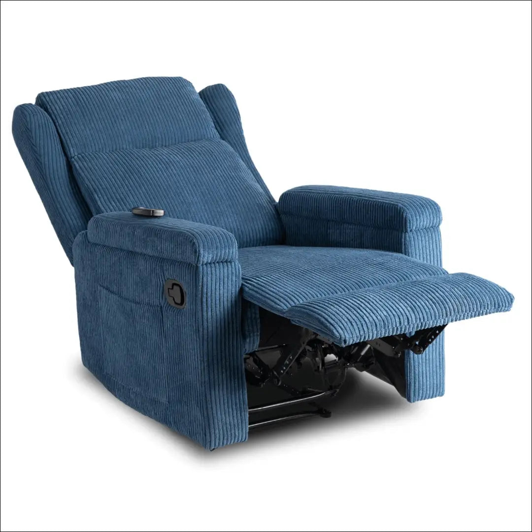 Išskleidžiamas masažinis fotelis su korduro audiniu tamsiai mėlynos spalvos TE820 - €319 Save 15% __label:Pristatymas