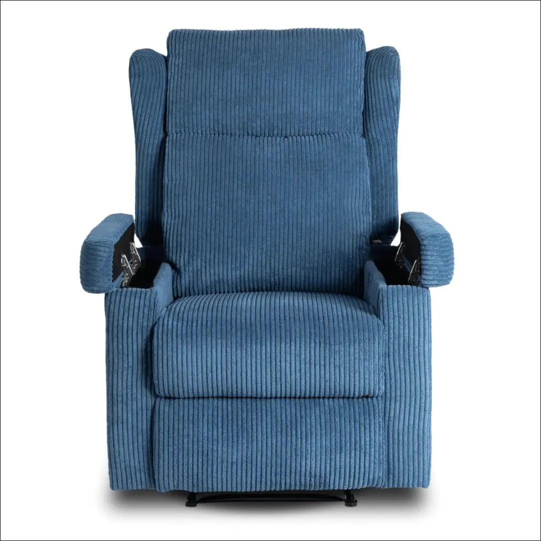 Išskleidžiamas masažinis fotelis su korduro audiniu tamsiai mėlynos spalvos TE820 - €319 Save 15% __label:Pristatymas