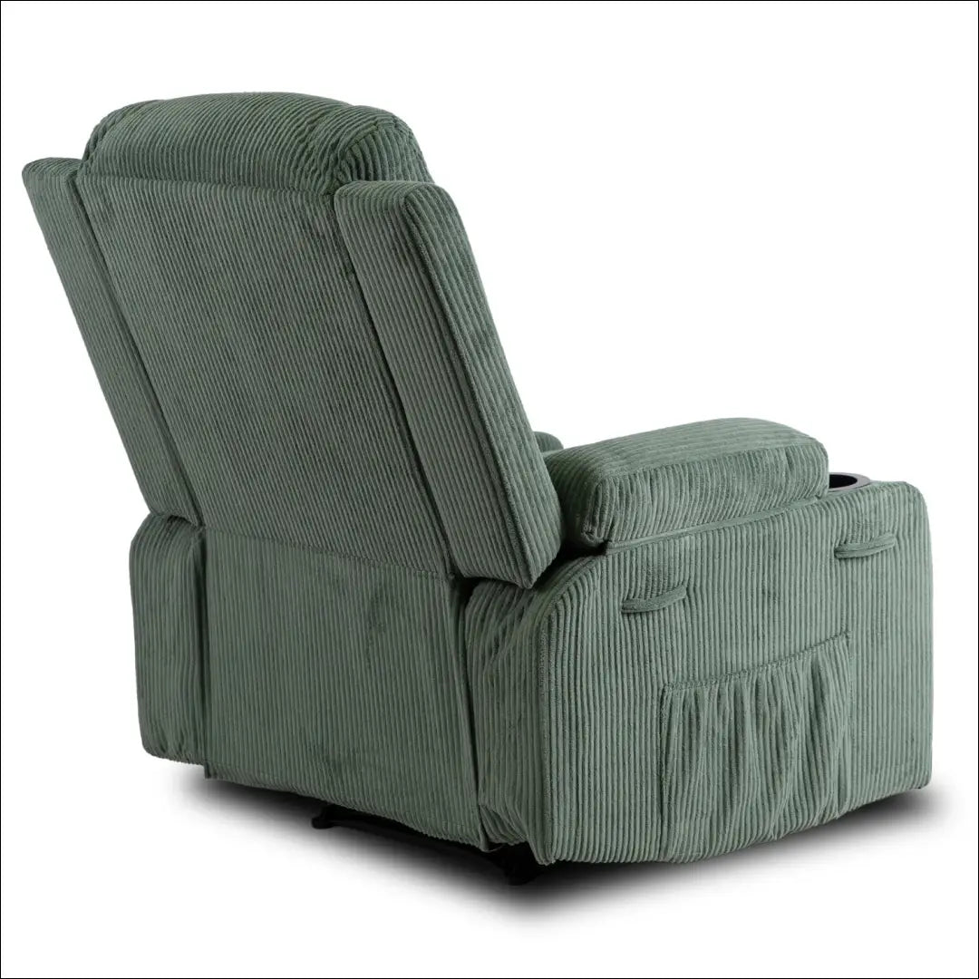 Išskleidžiamas masažinis fotelis su korduro audiniu žalios spalvos TE500 - €323 Save 15% __label:Pristatymas 5-14 d.d.,