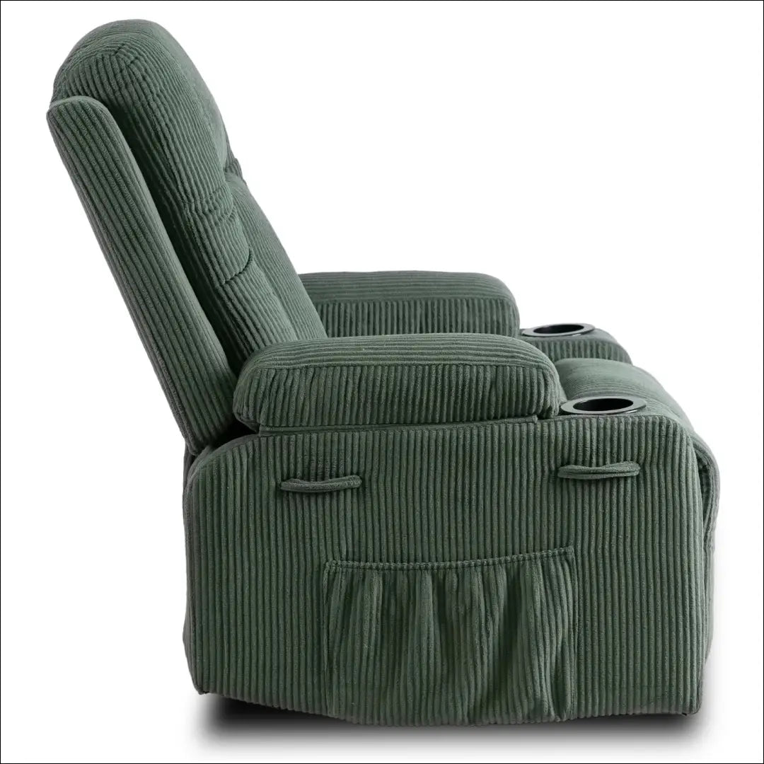 Išskleidžiamas masažinis fotelis su korduro audiniu žalios spalvos TE500 - €323 Save 15% __label:Pristatymas 5-14 d.d.,