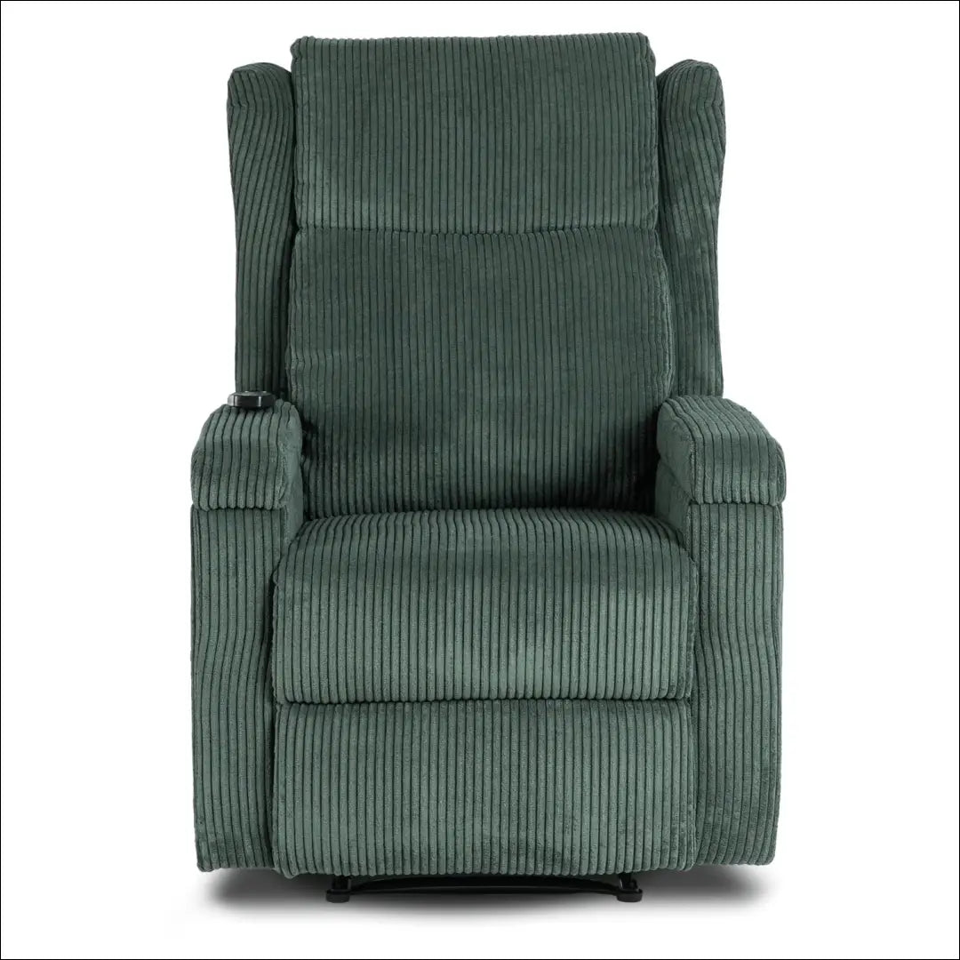 Išskleidžiamas masažinis fotelis su korduro audiniu žalios spalvos TE816 - €319 Save 15% __label:Pristatymas 5-14 d.d.,