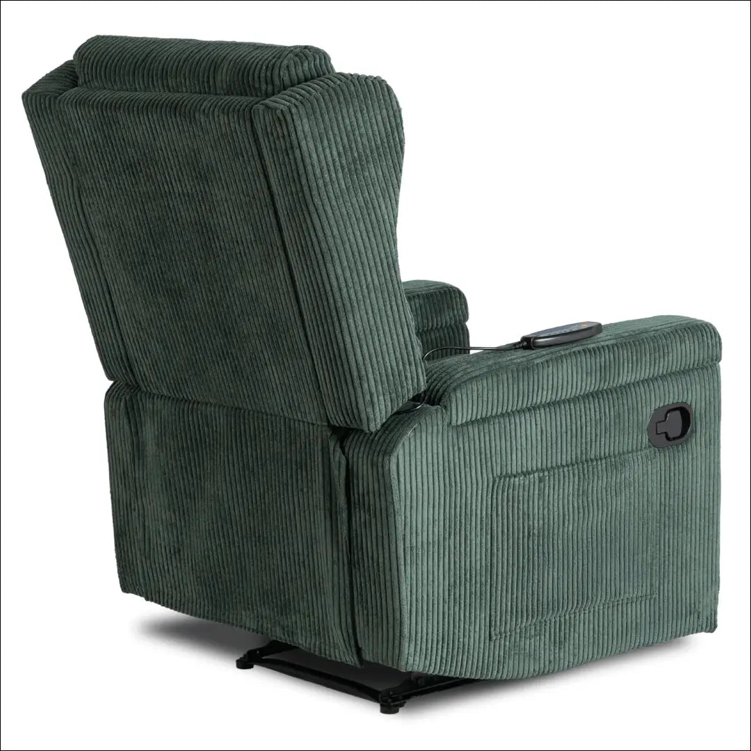 Išskleidžiamas masažinis fotelis su korduro audiniu žalios spalvos TE816 - €319 Save 15% __label:Pristatymas 5-14 d.d.,