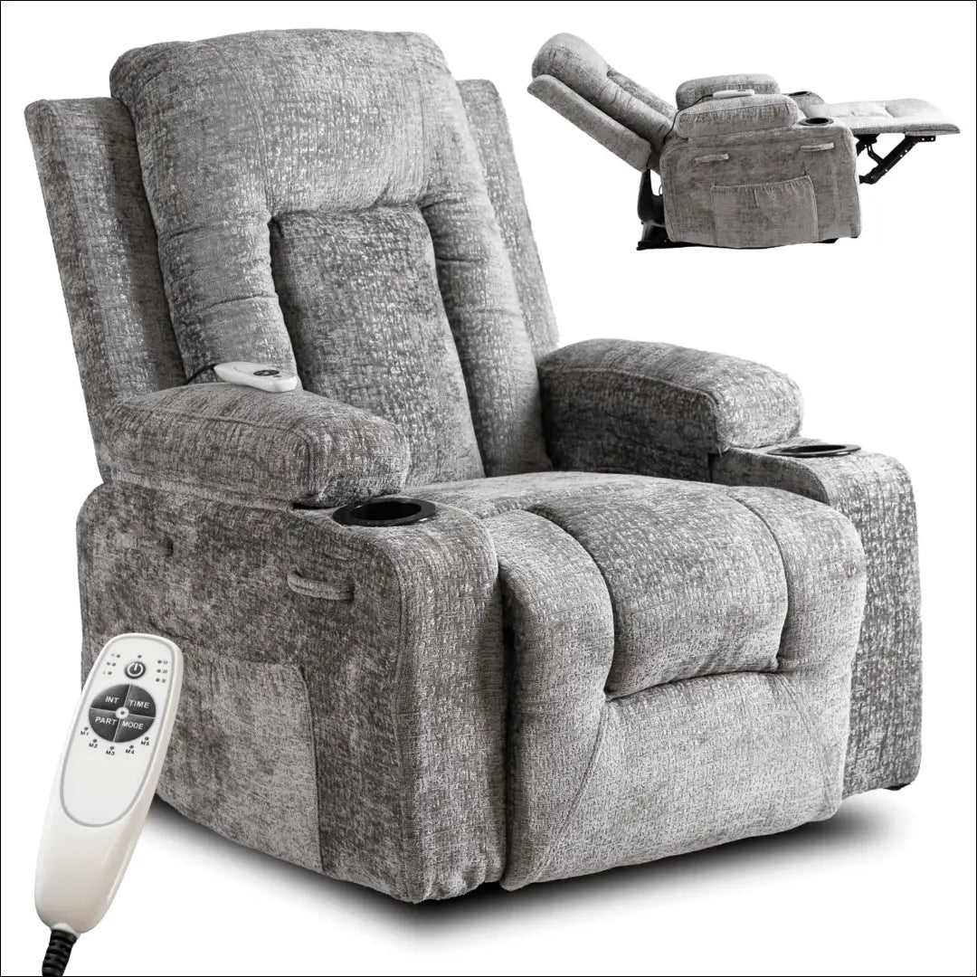 Išskleidžiamas masažinis fotelis su veliūro audiniu pilkos spalvos TE502 - €334 Save 15% __label:Pristatymas 5-14 d.d.,