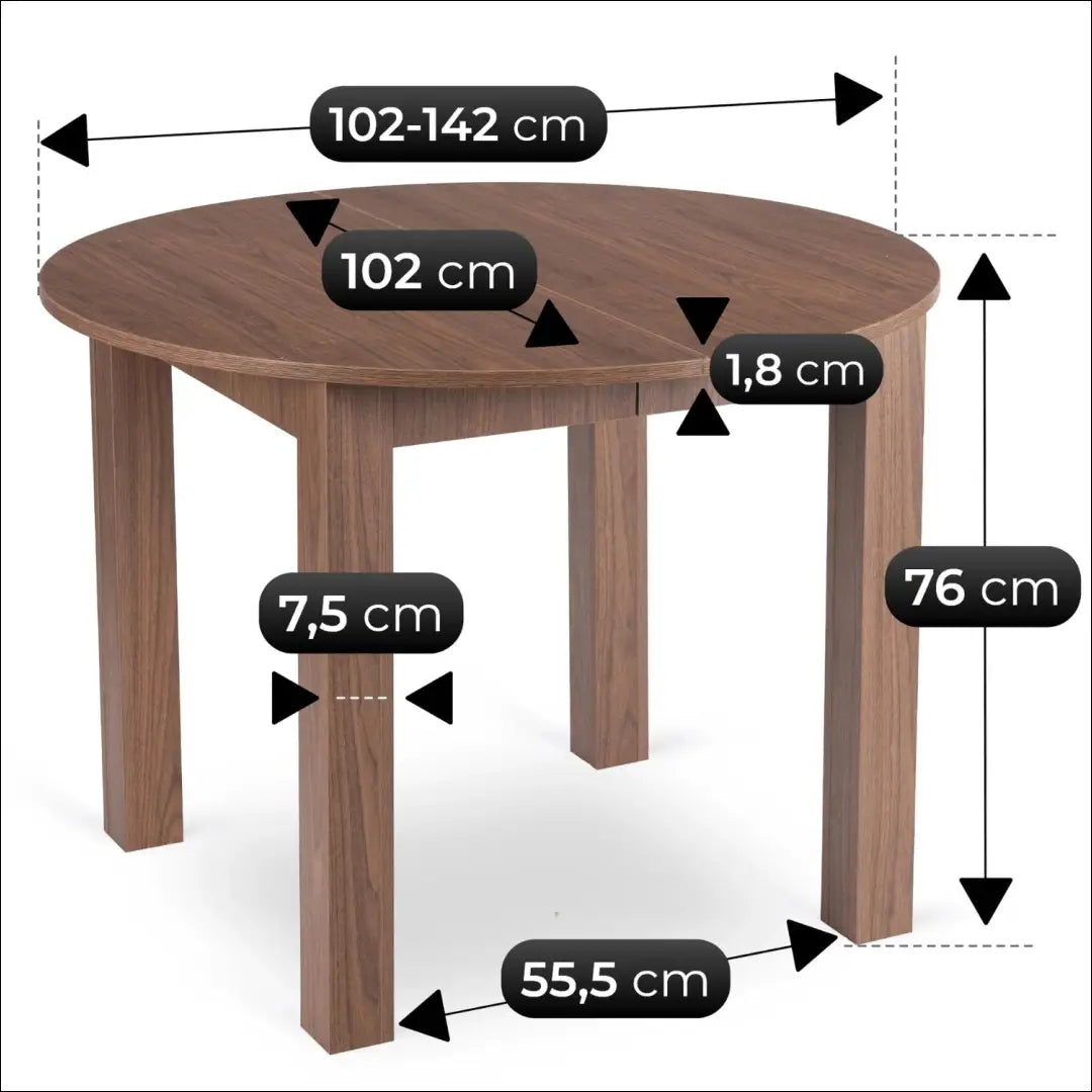 Išskleidžiamas stalas 102–142 cm gražus riešutmedis TE2602 - €192 Save 15% __label:Pristatymas 5-14 d.d., Newelite