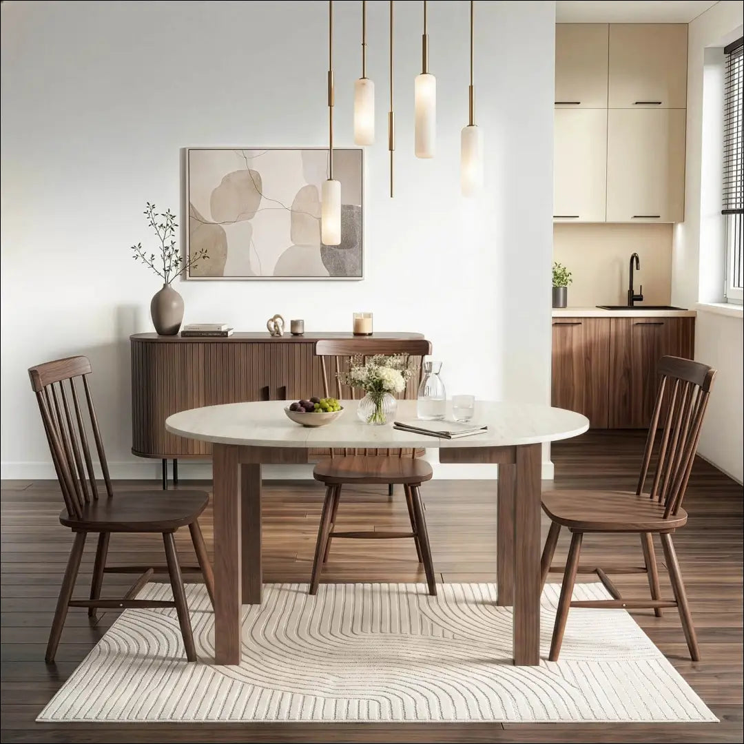 Išskleidžiamas stalas 102–142 cm travertinas/gražus riešutmedis TE2549 - €192 Save 15% __label:Pristatymas 5-14 d.d.,