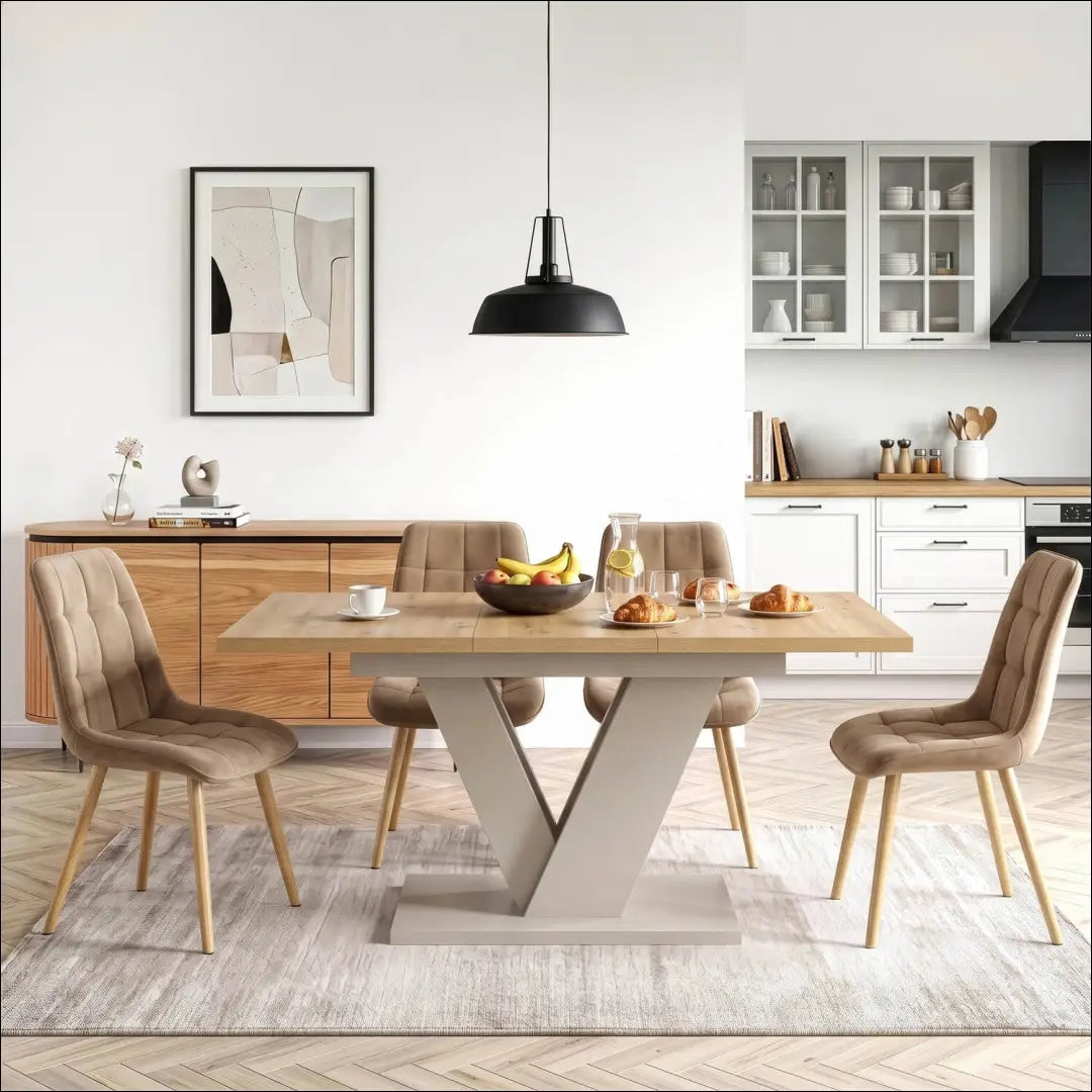 Išskleidžiamas stalas 120–160 cm „Artisan Oak“ / „Cashmere“ TE2537 - €284 Save 15% __label:Pristatymas 5-14 d.d.,