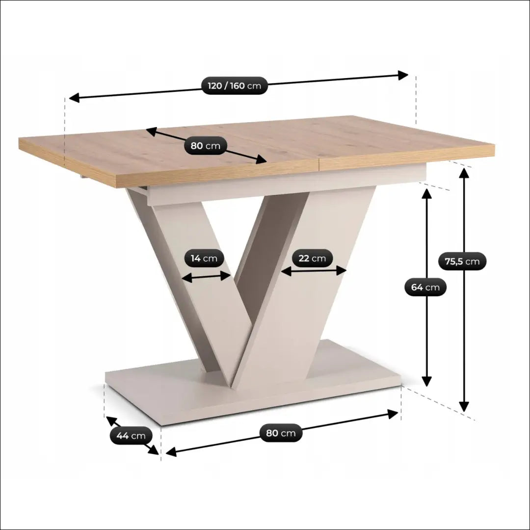 Išskleidžiamas stalas 120–160 cm „Artisan Oak“ / „Cashmere“ TE2537 - €284 Save 15% __label:Pristatymas 5-14 d.d.,